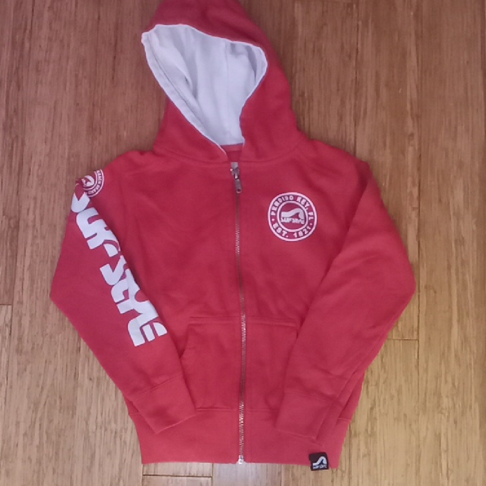 Surf Style Kids Red Zip-up Hoodie - Size Kids 10/12 Medium - Great Condition!